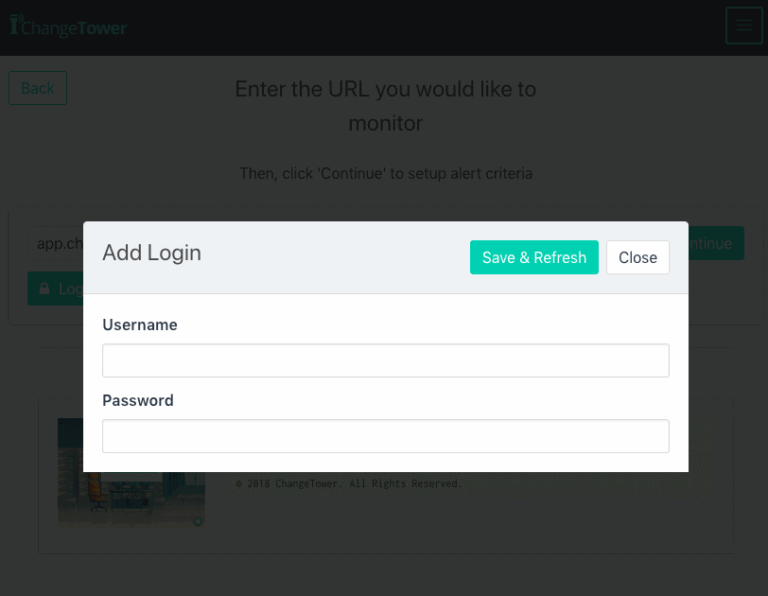 monitor websites behind logins on ChangeTower.com