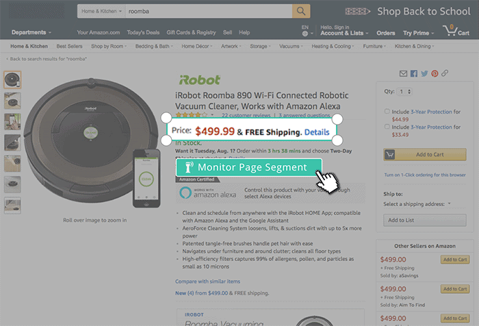 Monitor website changes with ChangeTower's partial-page monitoring tools